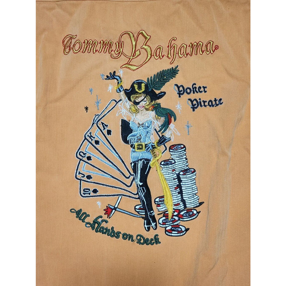 Tommy Bahama Silk Poker Pirate All Hands On Deck Embroidered Shirt Mens Size XXL - Picture 8 of 9